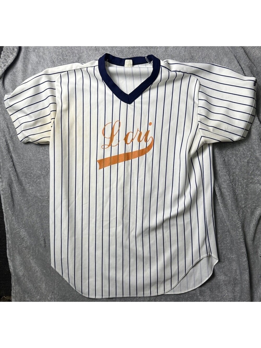 Vintage Wilson USA Baseball Jersey XL Pinstripe Lori #9 Softball Made In USA